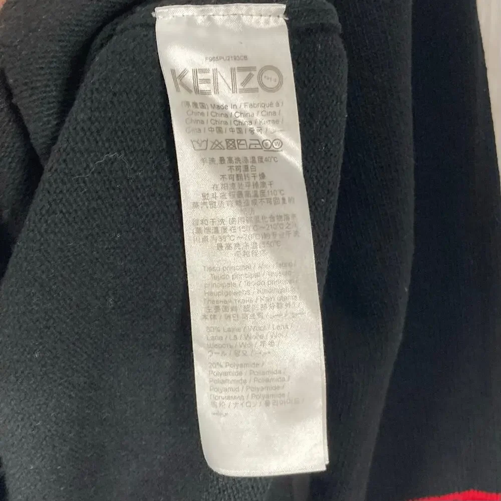 KENZO Sweater Men M”PARIS La Montana”2019 Graphic Logo Wool Black Royal-Blue
